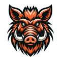 wild beast animal hog boar pig head face mascot design vector illustration, logo template isolated on white background Royalty Free Stock Photo