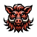 wild beast animal hog boar pig head face mascot design vector illustration, logo template isolated on white background Royalty Free Stock Photo