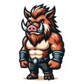 wild beast strong muscle hog boar pig mascot design vector illustration, logo template isolated on white background Royalty Free Stock Photo