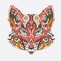 Wild beautiful fox head on a white background. Fashion in a vector illustration