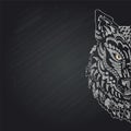 Wild beautiful wolf head hand draw on a chalk board background. Fashion in a vector illustration