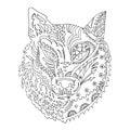 Wild beautiful wolf head hand draw on a white background. Color