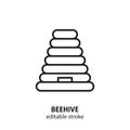 Wild beehive vector line icon. Editable stroke