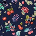 Wild berries pattern. Very berry, blackberry, raspberry, blueberry, color background. Seamless pattern for printing on print,