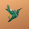 Wild bird animal green paper cut nature concept Royalty Free Stock Photo