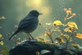 wild bird in the dawn forest Royalty Free Stock Photo
