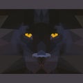 Wild black panther stares forward. Abstract geometric polygonal illustration