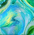 Blue and Green Acrylic Pour Painting Royalty Free Stock Photo