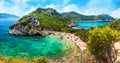 Wild blue lagoon of Porto Timoni beach, Corfu island, Greece