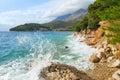 Wild blue sea and cloudy sky