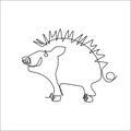 The wild boar is drawn with one line. Chinese zodiac symbol of the year of the pig.