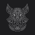 Wild boar head, Celtic style hog, T-shirt typography design, wild animal graphic print. Vector illustration