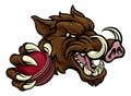 Boar Wild Hog Razorback Warthog Pig Cricket Mascot Royalty Free Stock Photo
