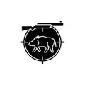 Wild boar hunting black glyph icon