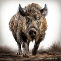 Wild boar stands proudly in the field