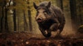 A Wild Boar Traversing Through The Woods Royalty Free Stock Photo