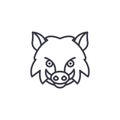 Wild boar vector line icon, sign, illustration on background, editable strokes Royalty Free Stock Photo