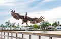 Brown Pelican on fishing pier in Bradenton Florida. Royalty Free Stock Photo