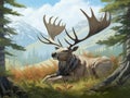 Ai Generated illustration Wildlife Concept of Wild Bull Caribou