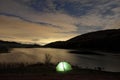 Wild Camp At Night On Lake In Nebrodi Park, Sicily Royalty Free Stock Photo