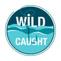 Wild-caught badge for salmon food labeling Royalty Free Stock Photo