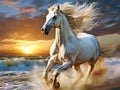 Ai Generated illustration Wildlife Concept of Wild chesnut draft horse running