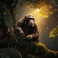 Ai Generated illustration Wildlife Concept of Wild chimpanzee Royalty Free Stock Photo