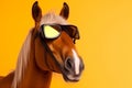 colourful animal colours background sunglasses funny horse smile portrait goggles fun. Generative AI.