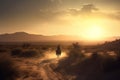 Wild cowboy sunset. Generate Ai