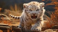 Wild cute white tiger cub in the mountains - Children\'s illustration 2 Royalty Free Stock Photo