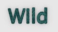 Wild - 3d word azure on white background. render furry letters. hair. wilds fur. emblem logo design template. wild animals,