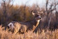 Wild Deer on the High Plains of Colorado - Mule Deer Buck During Royalty Free Stock Photo