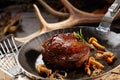 Wild deer venison steak with autumn mushrooms Royalty Free Stock Photo