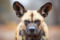 wild dog with intense gaze, muscles tensed Royalty Free Stock Photo