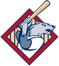Wild dog wolf player baseball bat