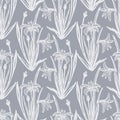 Wild Easter lily one directional seamless vector pattern. Royalty Free Stock Photo