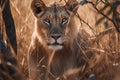 Wild encounter a lion photographed in the scenic Kruger National Park