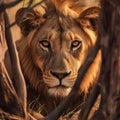 Wild encounter a lion photographed in the scenic Kruger National Park