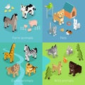 Wild Exotic and Farm Animal Set Isometric Royalty Free Stock Photo