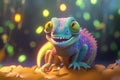 Wild-eyed and Crazy: A Cool Photorealistic Cartoon Chameleon