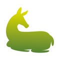 Wild fawn animal green silhouette nature icon Royalty Free Stock Photo