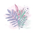Wild floral composition, hand drawn vector watercolor