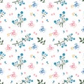 Wild flower seamless pattern on blue and pink mood