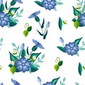 Wild flower seamless pattern. Summer botanical motifs. Beautiful background for fashion, prints. Flat style vector Royalty Free Stock Photo