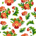 Wild flower seamless pattern. Summer botanical motifs. Beautiful background for fashion, prints. Flat style vector Royalty Free Stock Photo