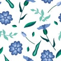 Wild flower seamless pattern. Summer botanical motifs. Beautiful background for fashion, prints. Flat style vector Royalty Free Stock Photo