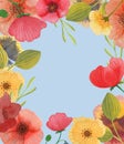 Wild flower wreath watercolor illustration art composition Royalty Free Stock Photo