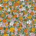 Wild flowers and grass vector seamless pattern Royalty Free Stock Photo