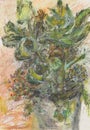 Wild flowers in a vase, pastel drawing
