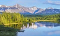 Wild forest lake in the Altai mountains on a summer morning Royalty Free Stock Photo